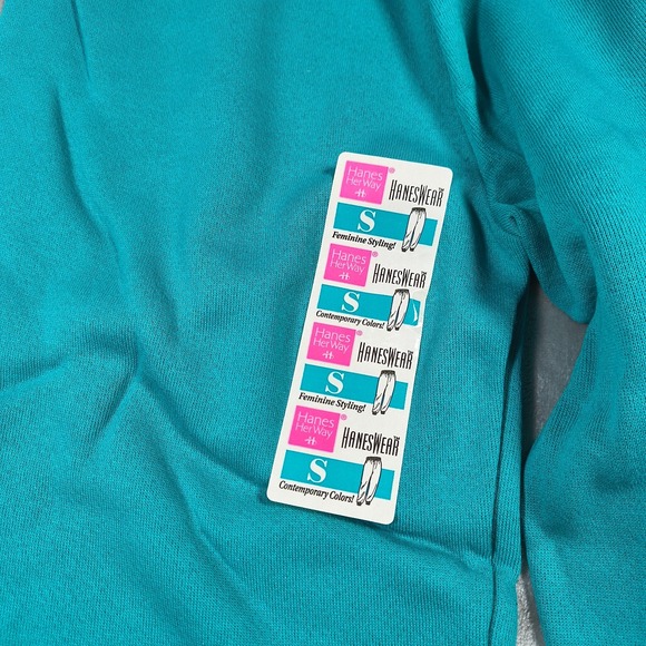 Vintage Hanes Her Way Sweatpants Women Small Green Roomy Fit Tapered 90s USA NWT - Picture 4 of 13